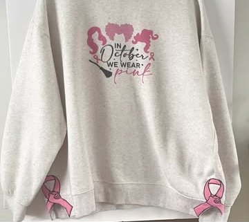 In October we wear pink sweatshirt