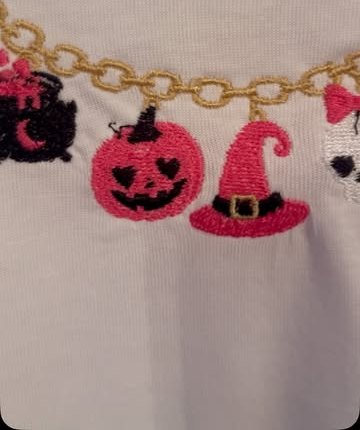Pink Halloween embroidery